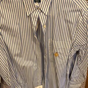 Blue and White Striped ladies Shirt size 4
